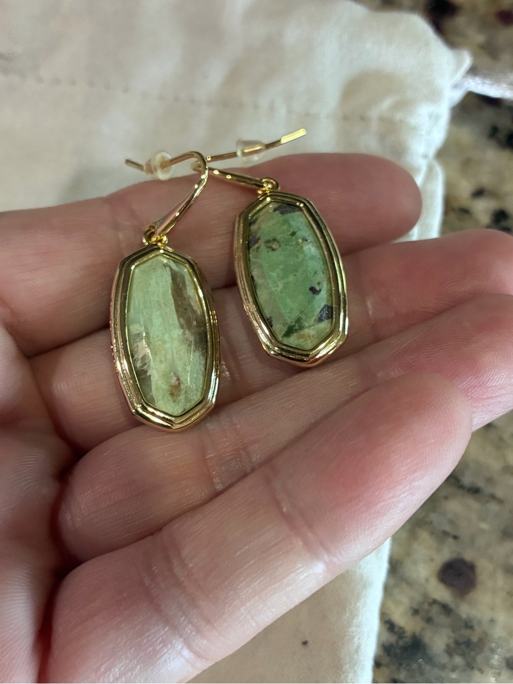 Kendra Scott gold framed Dani drop earrings in sea green chrysolla